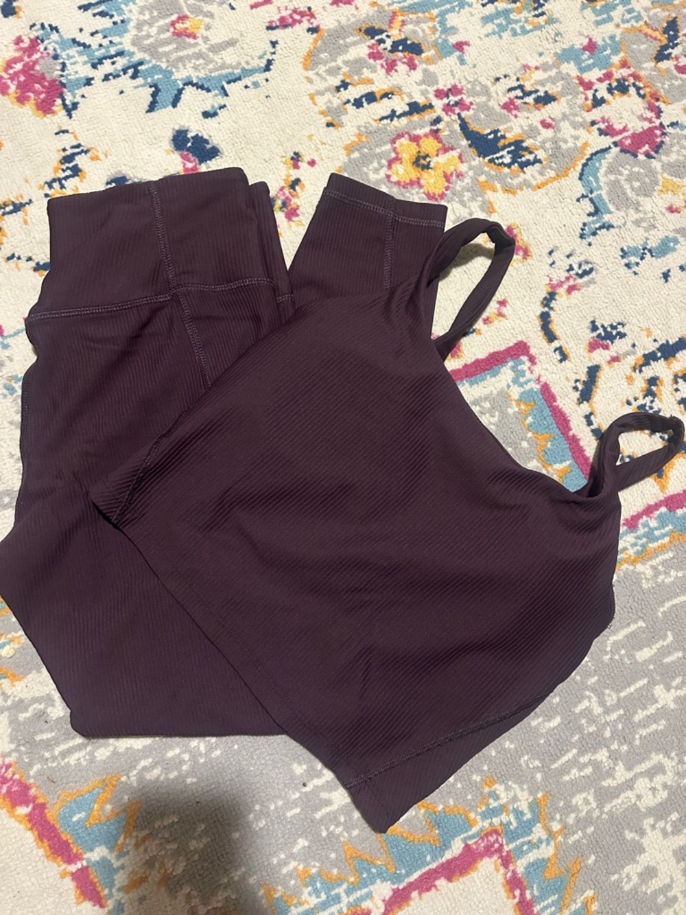 Old Navy Coffee Ribbed Tank and Leggings Set